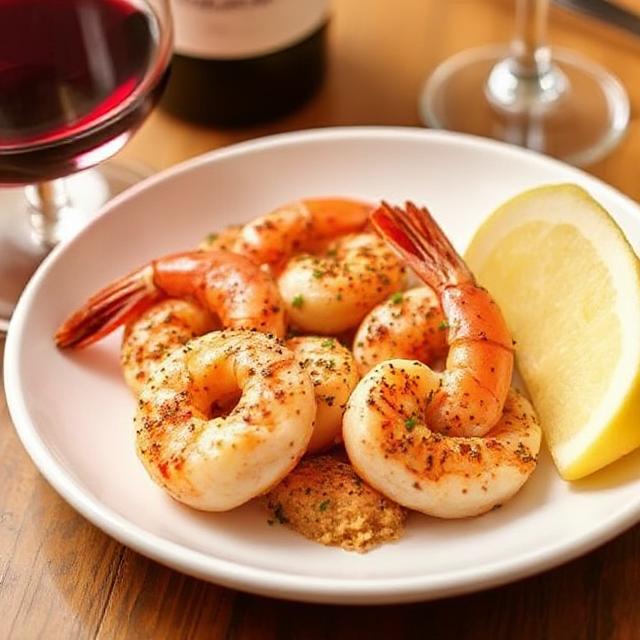 What type of wine pairs best with peppered shrimp?